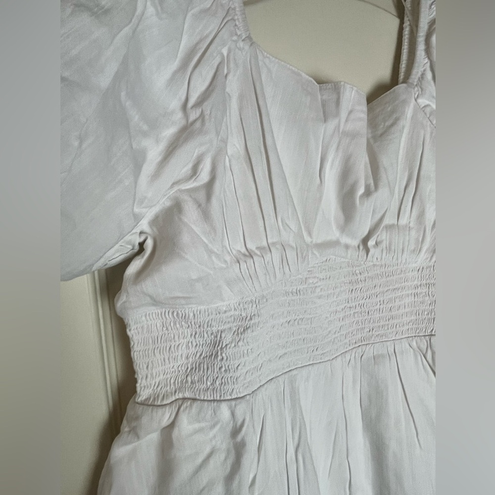 Nordstrom BP White Smocked Mini Dress with Puff Sleeves Juniors Size Large - Picture 15 of 15